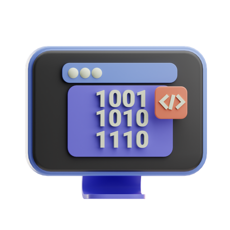 バイナリコードモニター  3D Icon