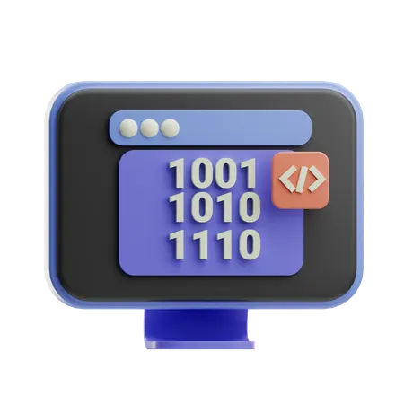 バイナリコードモニター  3D Icon