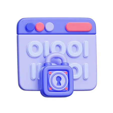 Binary Code with Padlock  3D Icon