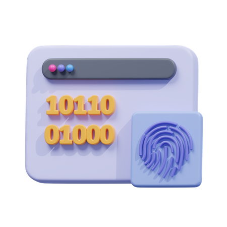 Binary fingerprint security  3D Icon