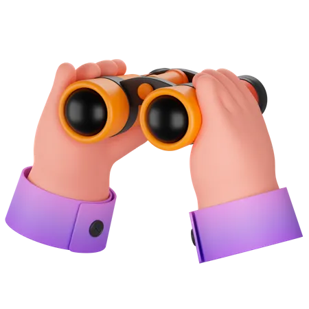 Binoculares en mano  3D Icon