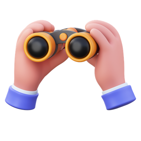 Binoculars In Hands  3D Icon