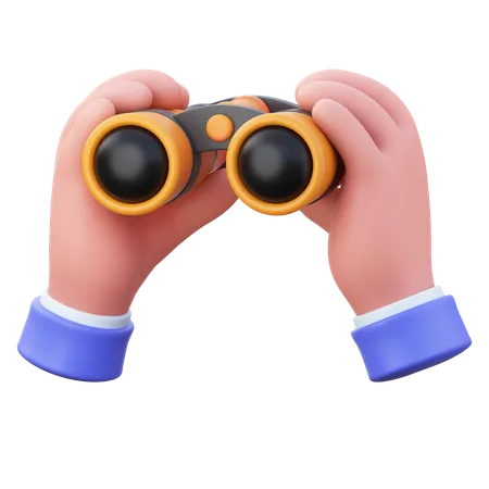 Binoculars In Hands  3D Icon