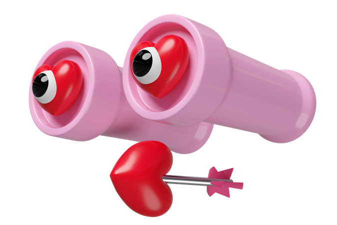 Binoculars with heart  3D Icon