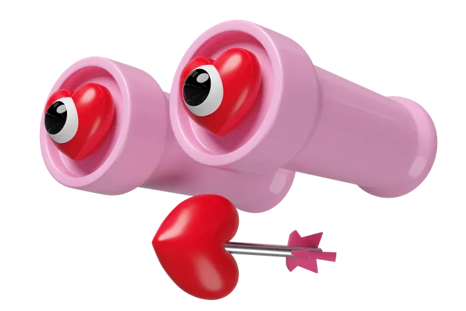 Binoculars with heart  3D Icon