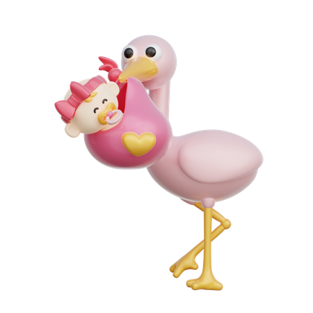 Bird Carrying Baby  3D Icon