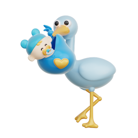 Bird Carrying Baby  3D Icon