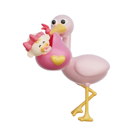 Bird Carrying Baby  3D Icon