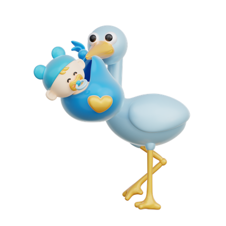 Bird Carrying Baby  3D Icon