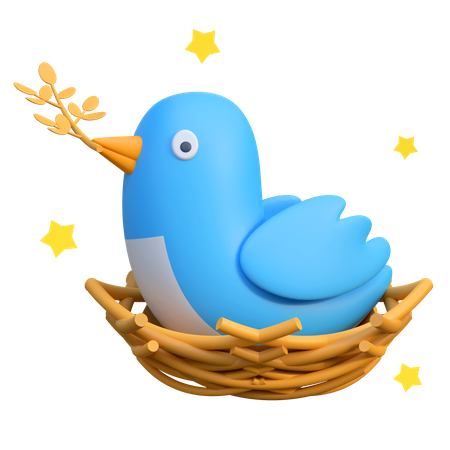 Bird In Nest  3D Icon