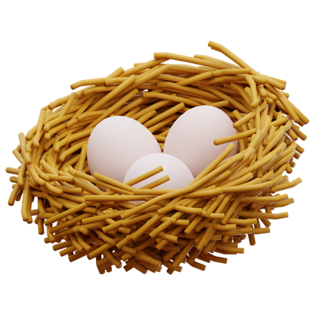 Bird Nest Eggs 3D Illustration