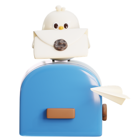 Bird With Letter On Mailbox  3D Icon