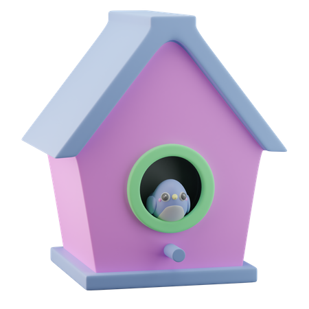 Birdhouse With Bird 3D Illustration