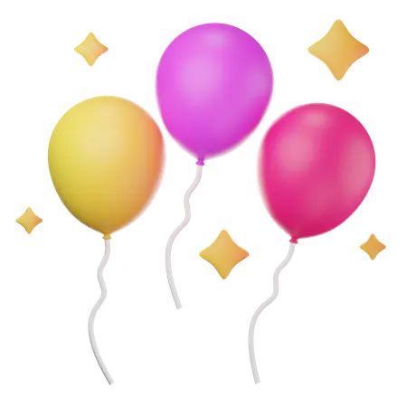 Birthday Balloons  3D Illustration