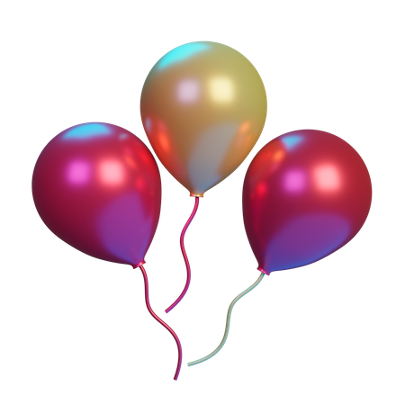 Birthday balloons 3D Illustration
