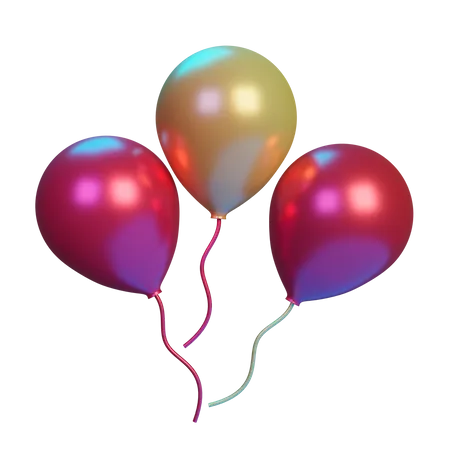Birthday balloons 3D Illustration