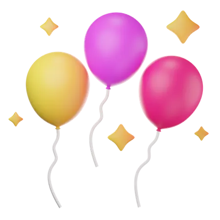 Birthday Balloons 3D Illustration