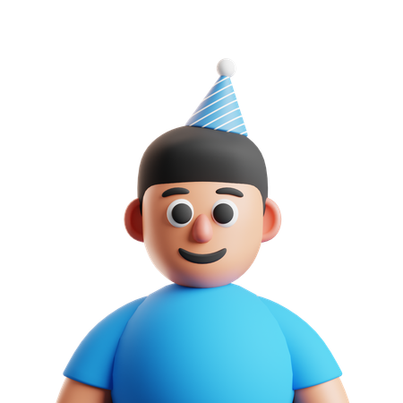 Birthday Boy Avatar With Party Hat  3D Icon