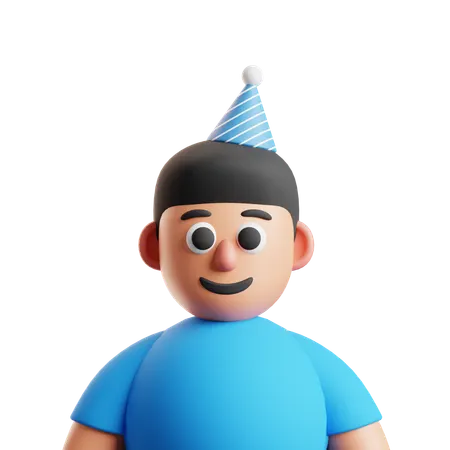 Birthday Boy Avatar With Party Hat  3D Icon