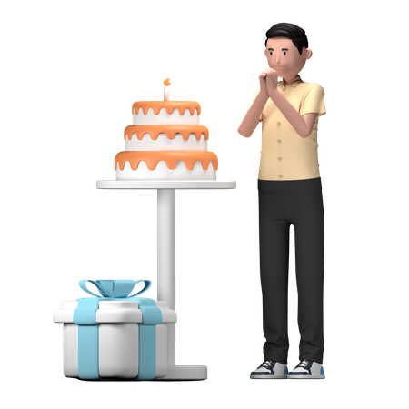 Birthday boy making birthday wish  3D Icon