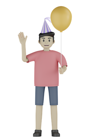 Birthday Boy Say Hi  3D Illustration