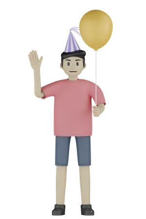 Birthday Boy Say Hi  3D Illustration