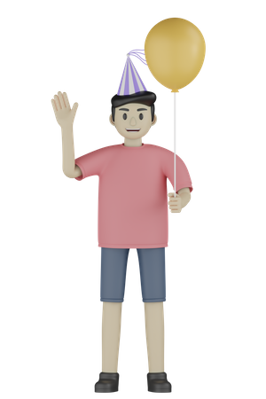 Birthday Boy Say Hi 3D Illustration