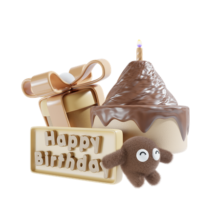 Birthday Boy With Cake  3D Icon