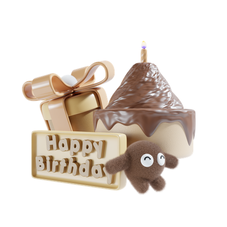 Birthday Boy With Cake  3D Icon