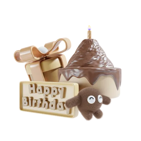 Birthday Boy With Cake  3D Icon