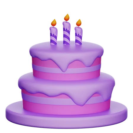 3 D Birthday Cake Illustration 3D Icon