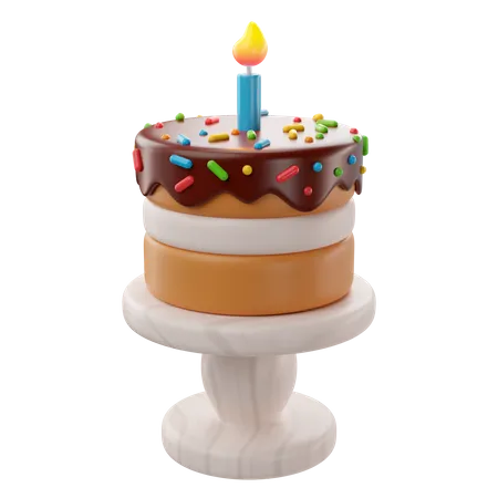 3 D Birthday Icon Birthday Cake With Candle 3D Icon