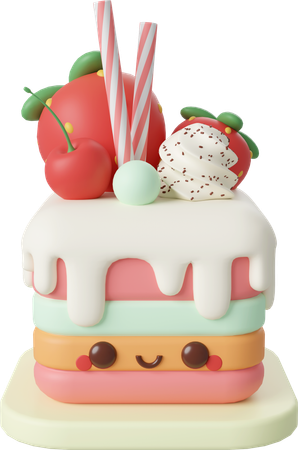 Birthday cake for celebration party  3D Icon