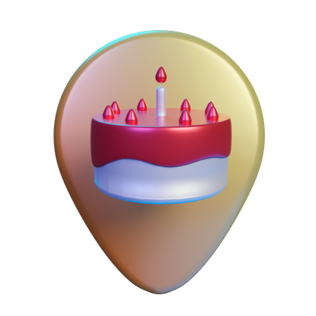 Birthday cake location 3D Illustration