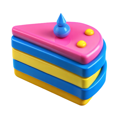 Birthday Cake Slice  3D Icon