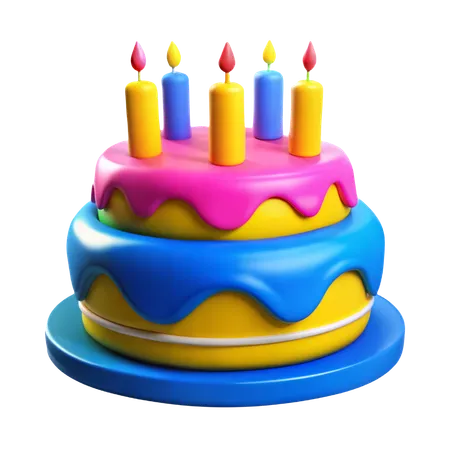 Birthday Cake with Candles  3D Icon