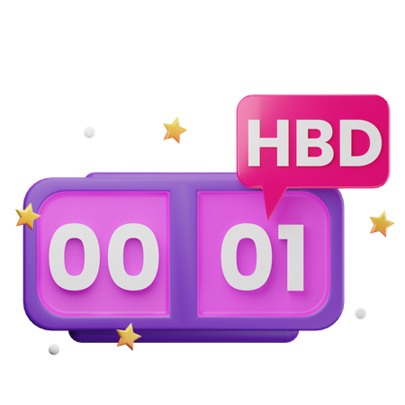 Birthday Countdown  3D Illustration