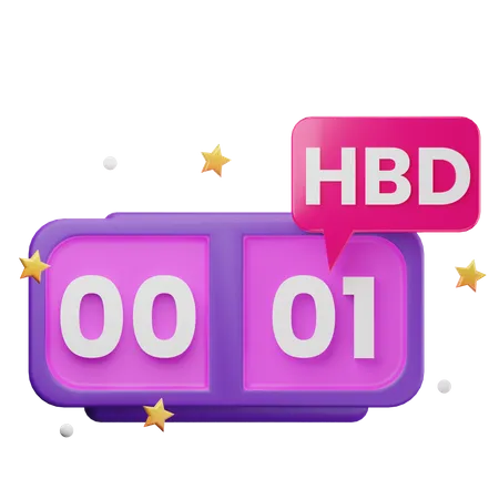 Birthday Countdown 3D Illustration