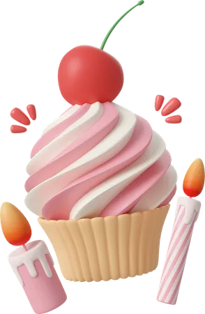 Birthday Cupcake  3D Icon