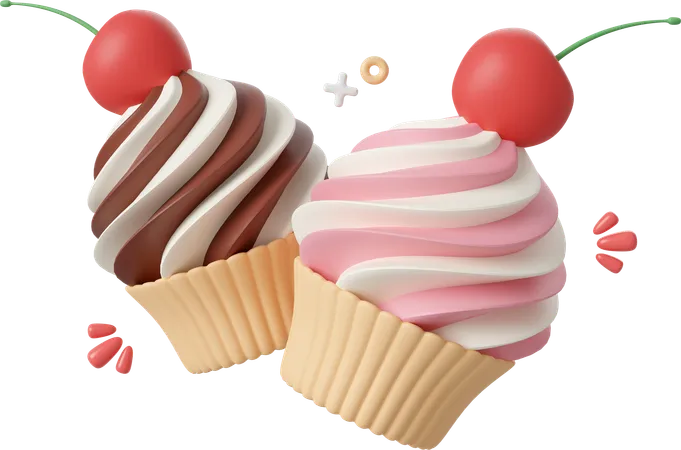 Birthday Cupcake For Celebration Party Happy Birthday 3D Icon