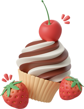 Birthday Cupcake  3D Icon