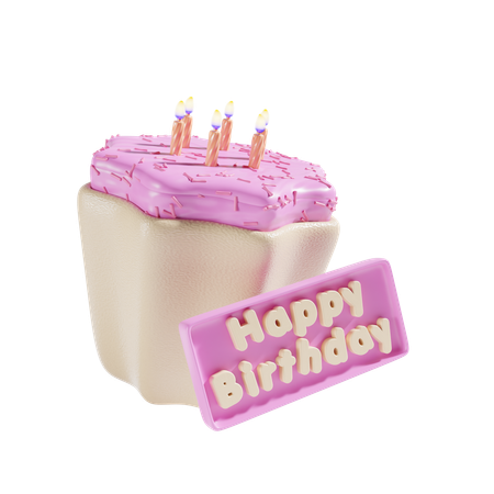 Birthday Cupcake  3D Icon