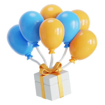 Birthday gift and balloon  3D Icon