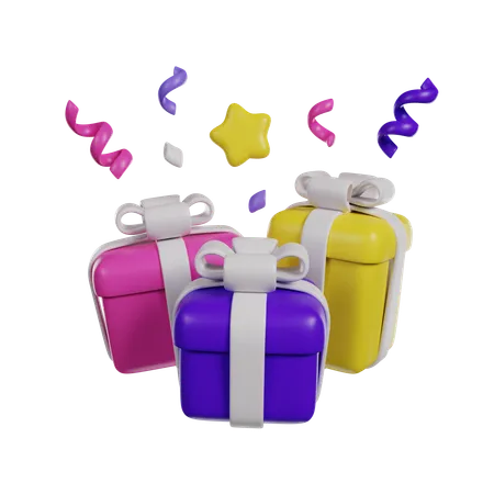 Birthday Gifts 3 D Render Icon 3D Icon