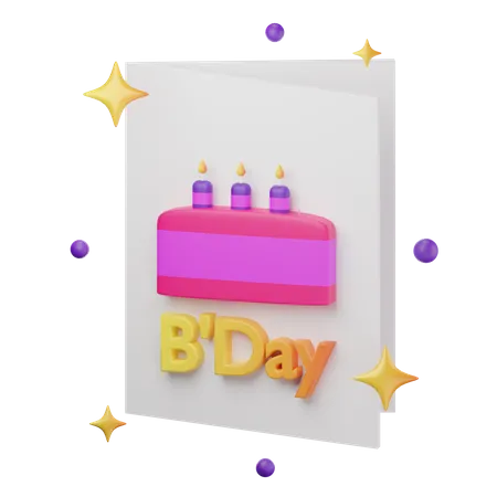 Birthday Invitation  3D Illustration