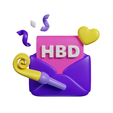 Birthday Letter 3 D Render Icon 3D Icon