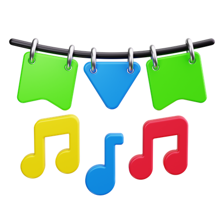 Birthday Music Notes  3D Icon