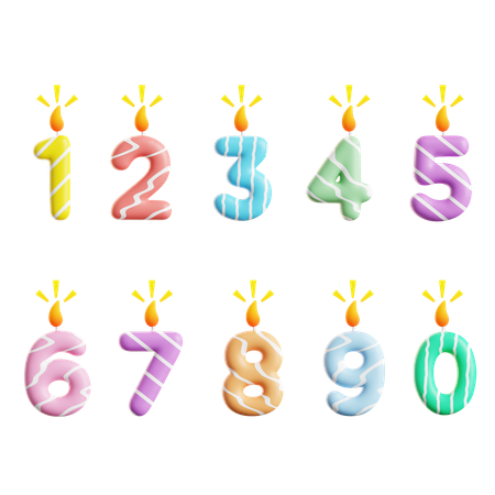 Birthday Number Candles  3D Icon