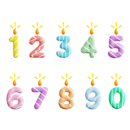 Birthday Number Candles  3D Icon