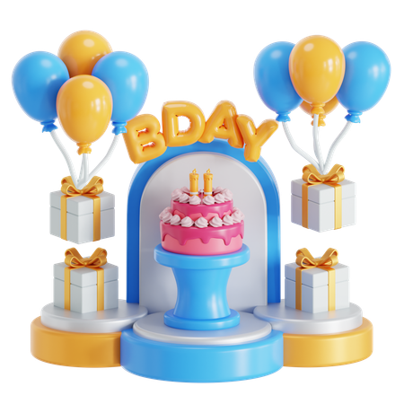 Birthday podium  3D Icon